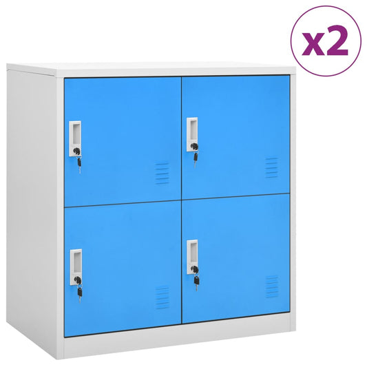vidaXL Φοριαμοί 2 τεμ. Ανοιχτό Γκρι/Μπλε 90 x 45 x 92,5 εκ. Ατσάλινοι