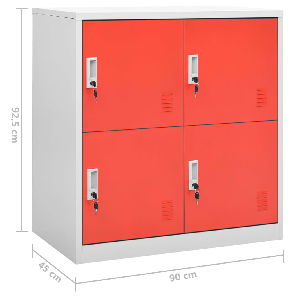 vidaXL Φοριαμοί 2 τεμ. Ανοιχτό Γκρι/Κόκκινο 90x45x92,5 εκ. Ατσάλινοι