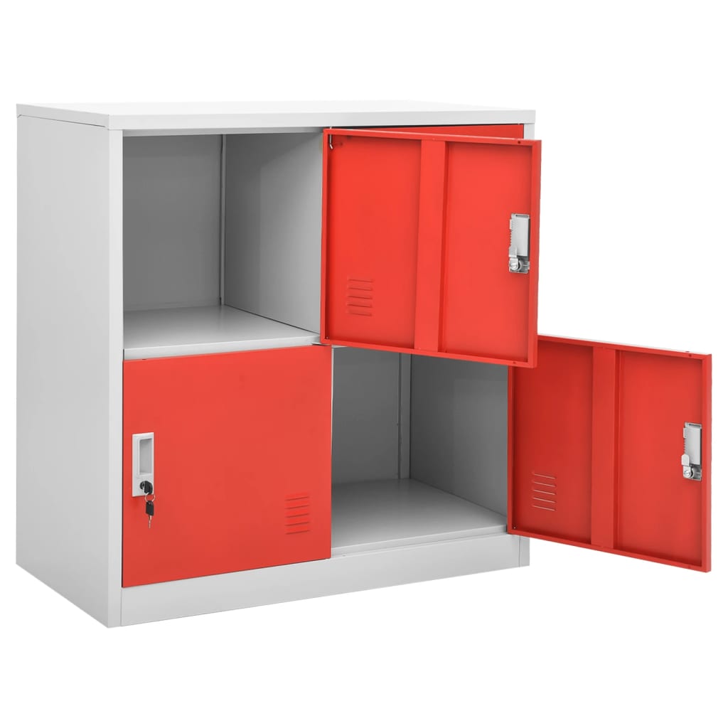 vidaXL Φοριαμοί 5 τεμ. Ανοιχτό Γκρι/Κόκκινο 90x45x92,5 εκ. Ατσάλινοι