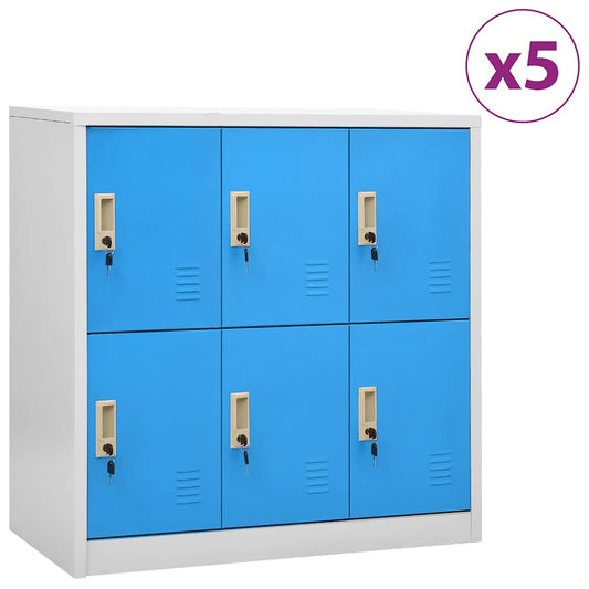 vidaXL Φοριαμοί 5 τεμ. Ανοιχτό Γκρι/Μπλε 90 x 45 x 92,5 εκ. Ατσάλινοι