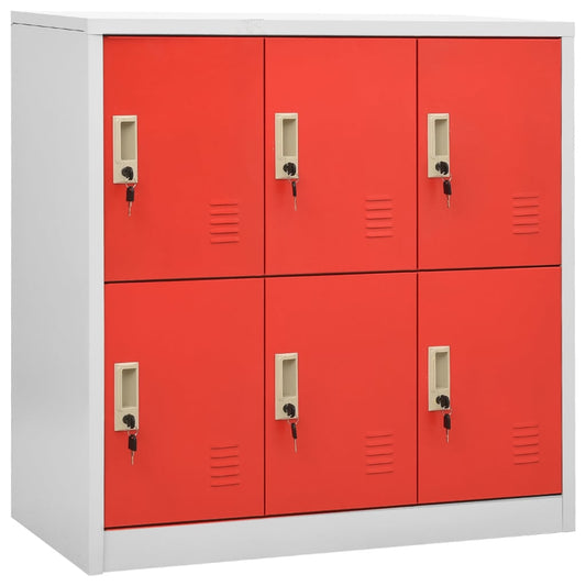 vidaXL Φοριαμοί 5 τεμ. Ανοιχτό Γκρι/Κόκκινο 90x45x92,5 εκ. Ατσάλινοι