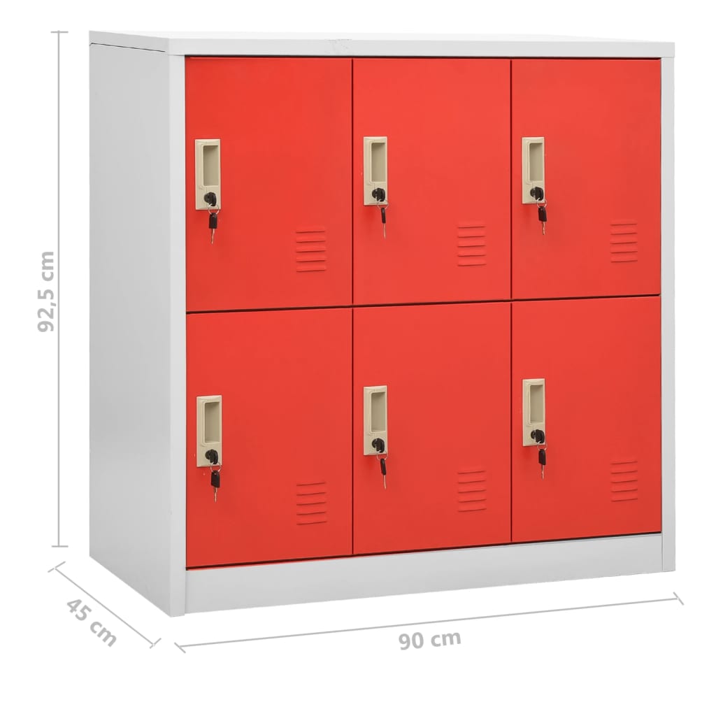 vidaXL Φοριαμοί 5 τεμ. Ανοιχτό Γκρι/Κόκκινο 90x45x92,5 εκ. Ατσάλινοι