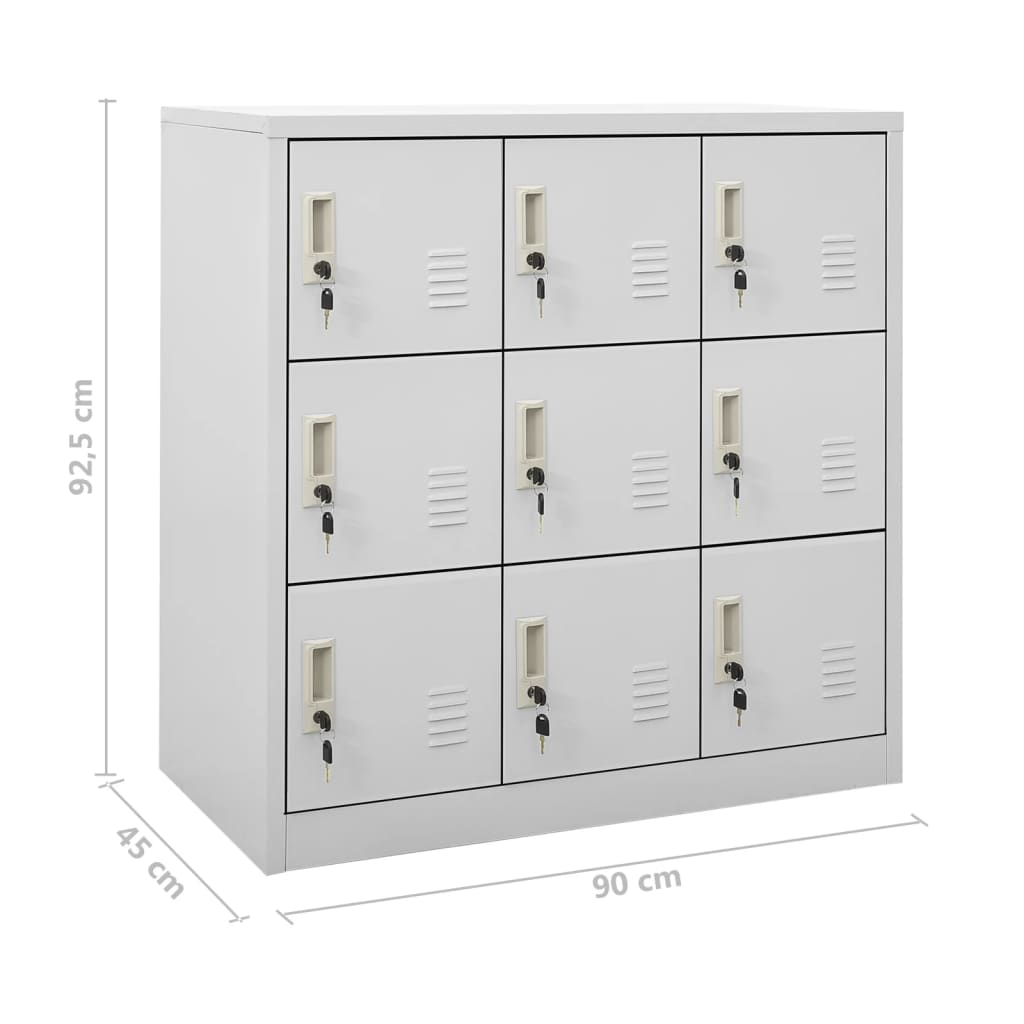 vidaXL Φοριαμοί 2 τεμ. Ανοιχτό Γκρι 90 x 45 x 92,5 εκ. Ατσάλινοι