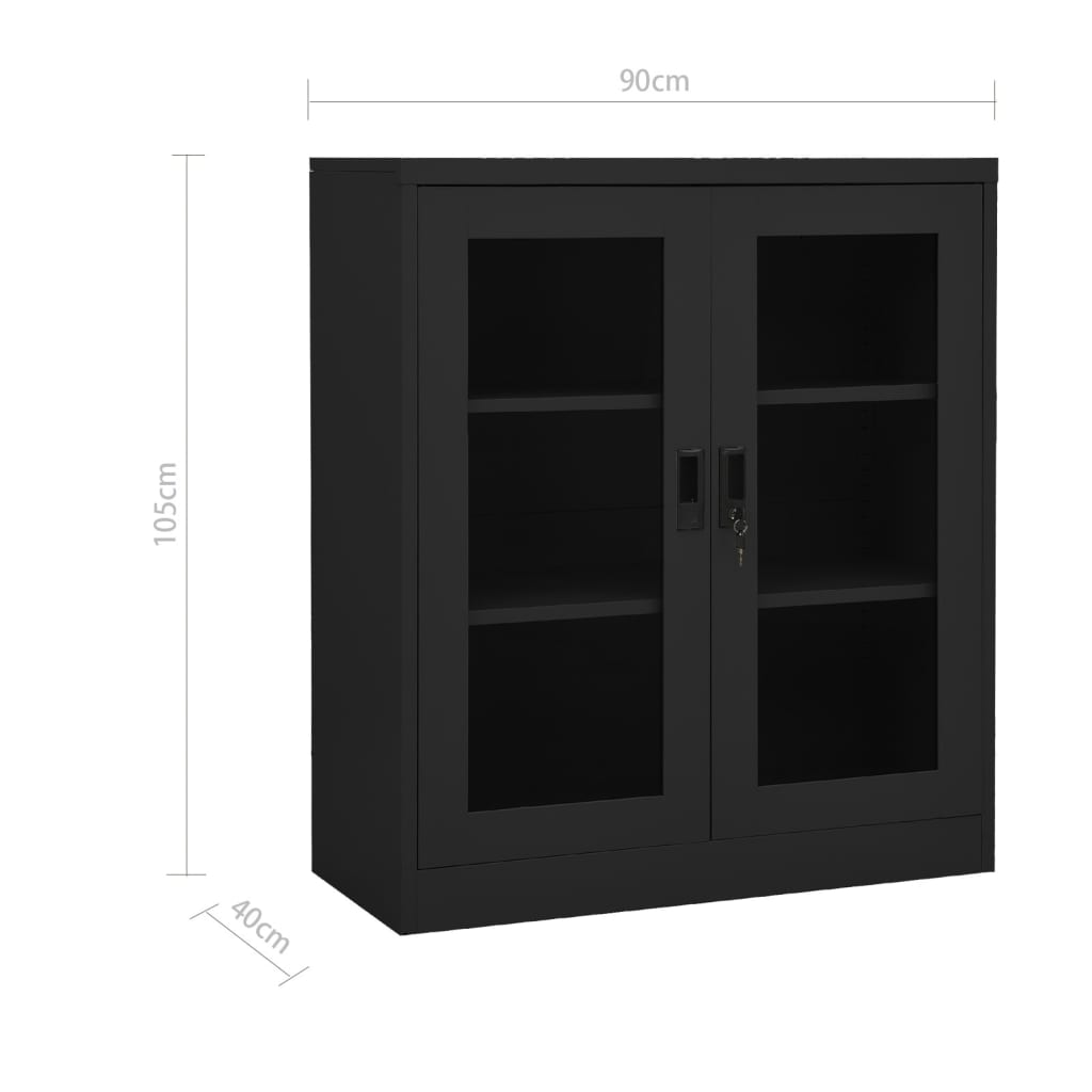 vidaXL Ντουλάπα Γραφείου με Γλάστρα Ανθρακί 90x40x128 εκ. Ατσάλινη