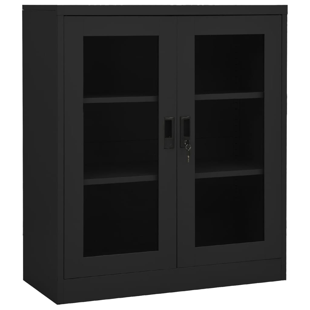 vidaXL Ντουλάπα Γραφείου με Γλάστρα Ανθρακί 90x40x128 εκ. Ατσάλινη