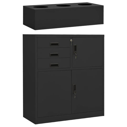 vidaXL Ντουλάπα Γραφείου με Γλάστρα Ανθρακί 90 x 40 x 125 εκ. Ατσάλινη