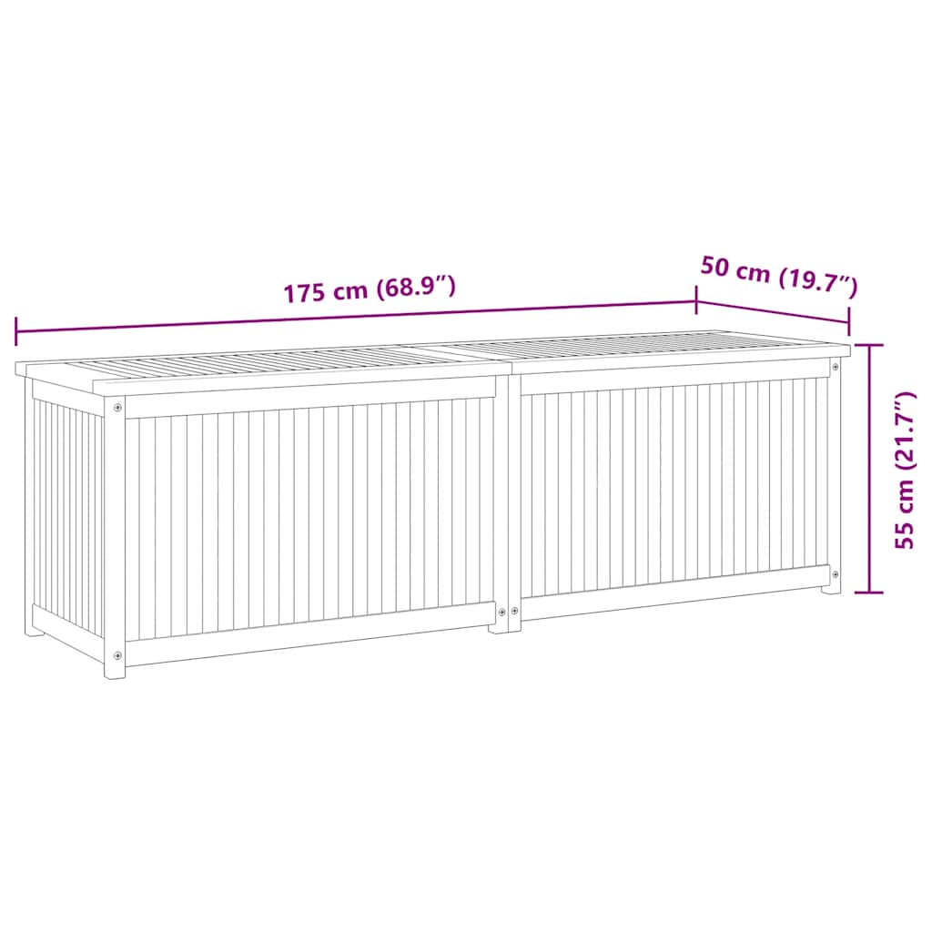 vidaXL Μπαούλο Κήπου 175 x 50 x 55 εκ. από Μασίφ Ξύλο Teak