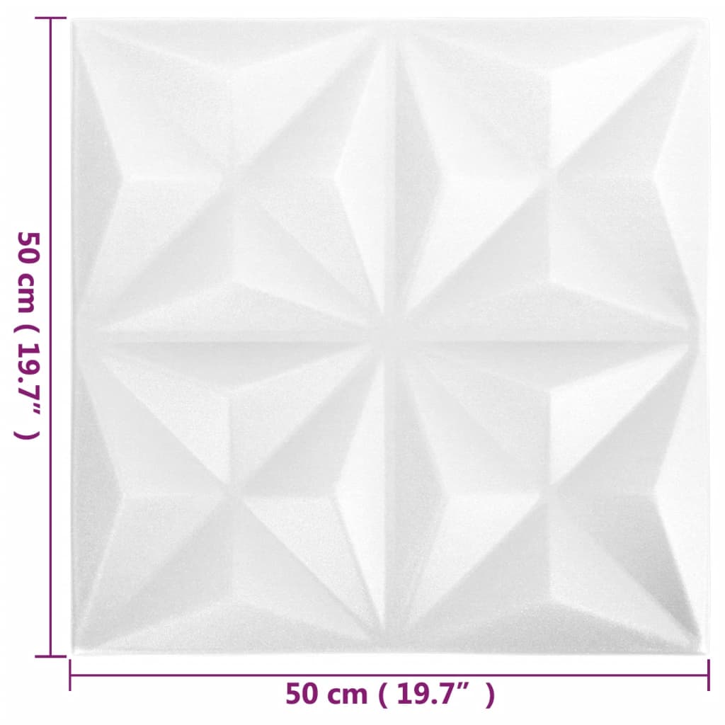 vidaXL Πάνελ Τοίχου 3D 24 τεμ. Λευκό Origami 50 x 50 εκ. 6 μ²