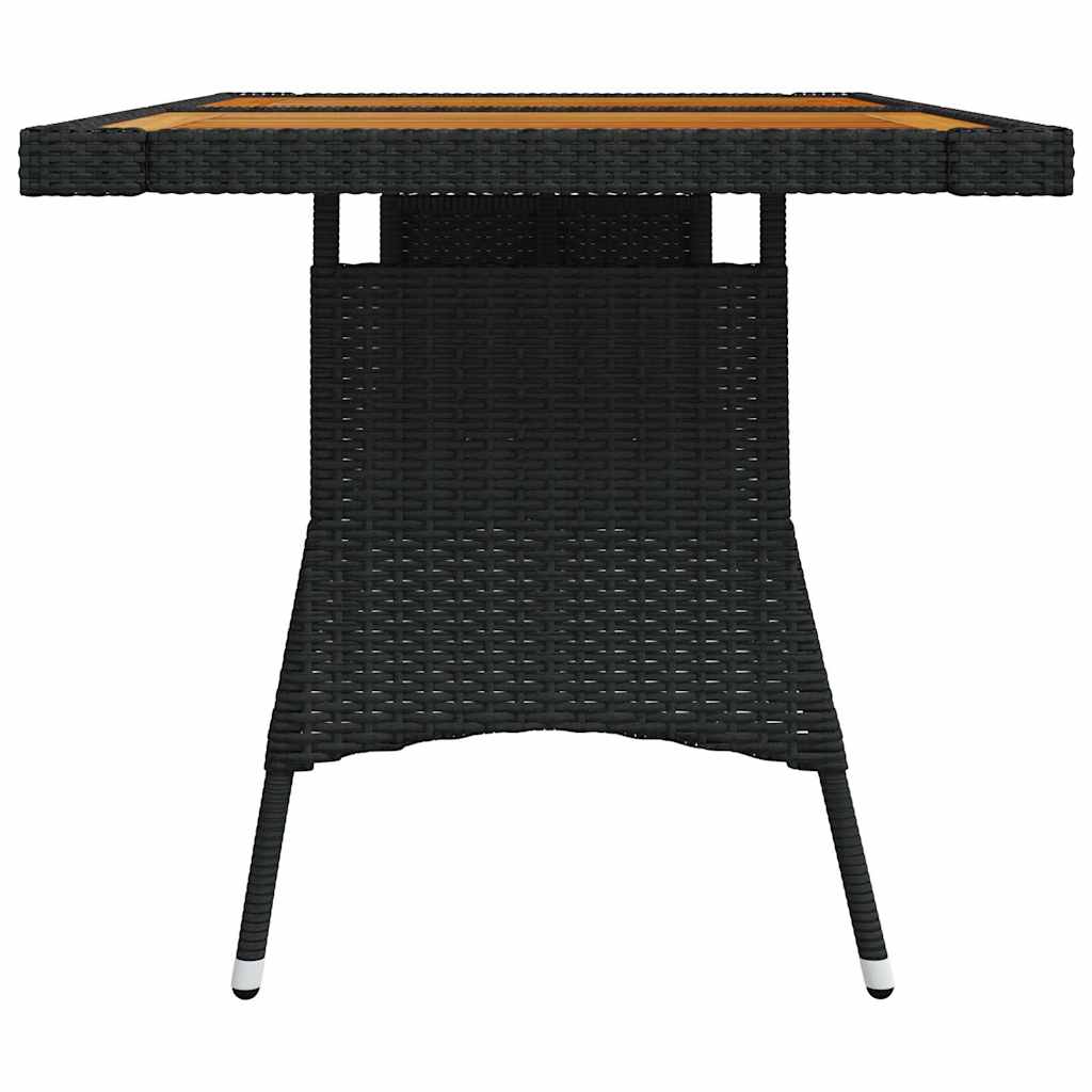 vidaXL Τραπέζι Κήπου Μαύρο 130x70x72 εκ. Συνθετικό Ρατάν/Ξύλο Ακακίας