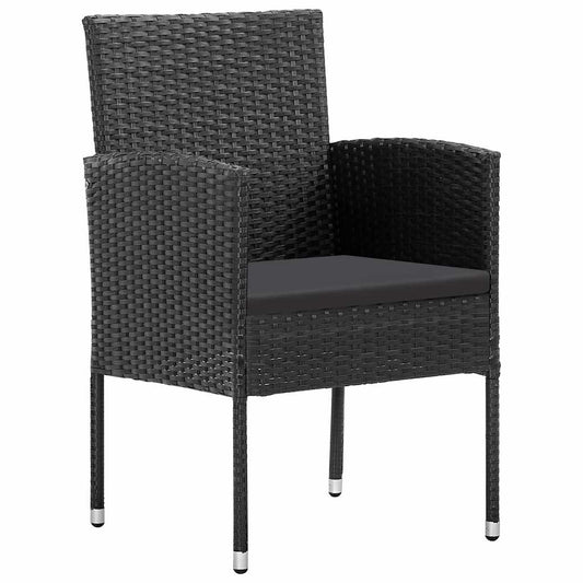 vidaXL Καρέκλες Κήπου 4 τεμ. Μαύρες από Συνθετικό Ρατάν με Μαξιλάρια
