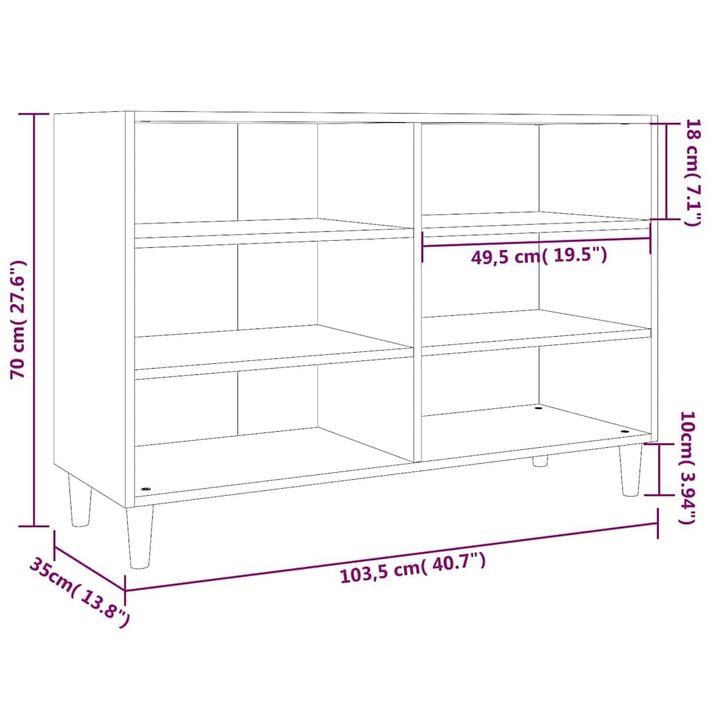 vidaXL Ραφιέρα Καπνιστή Δρυς 103,5 x 35 x 70 εκ. από Επεξεργ. Ξύλο