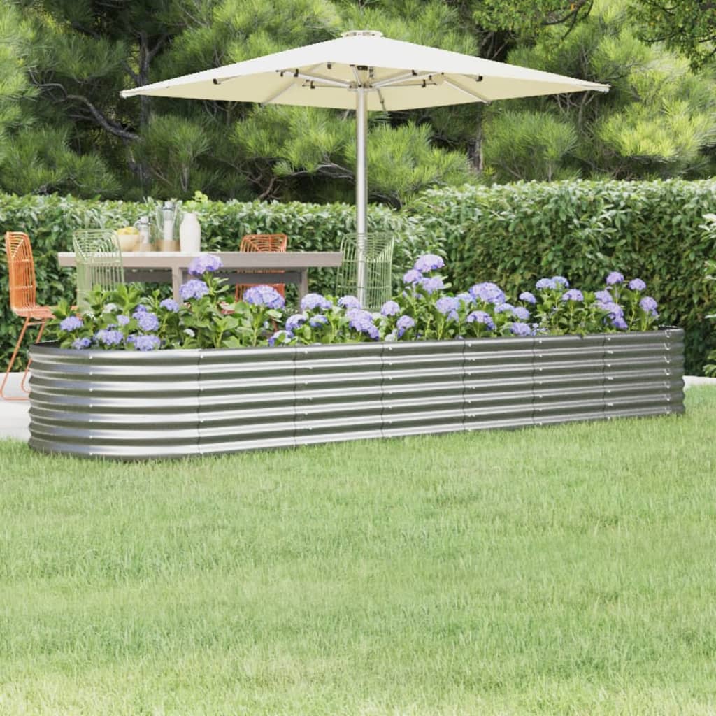 vidaXL Ζαρντινιέρα Ασημί 296x80x36 εκ. Γαλβανισμένος χάλυβας