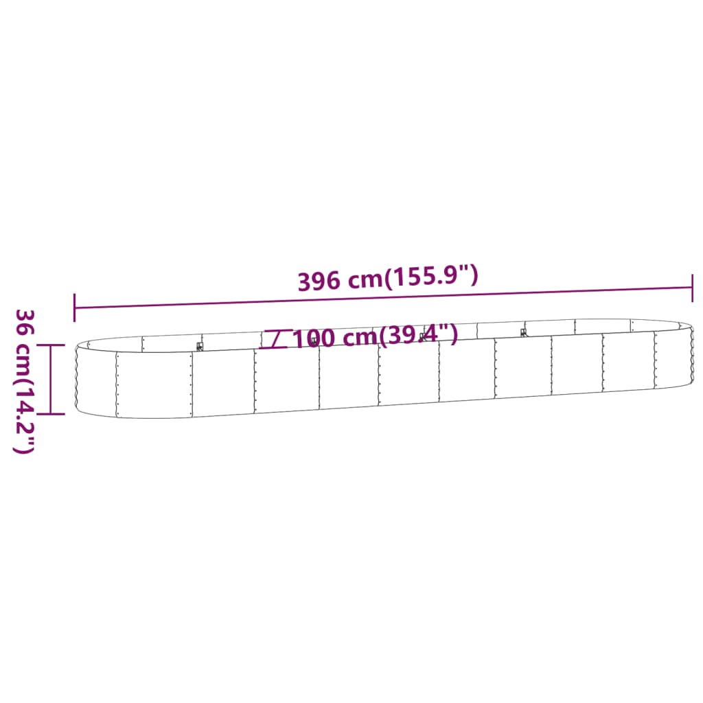 vidaXL Ζαρντινιέρα Πράσινο 396x100x36εκ. Γαλβανισμένος χάλυβας