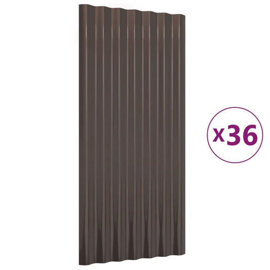 vidaXL Πάνελ Οροφής 36 τεμ. Καφέ 80 x 36 εκ. Γαλβανισμένος χάλυβας