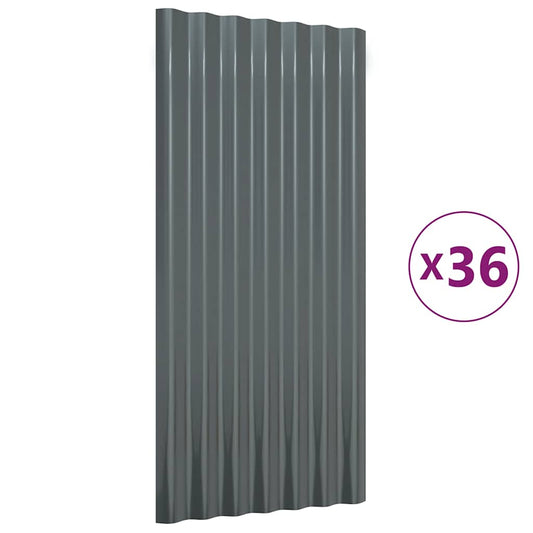 vidaXL Πάνελ Οροφής 36 τεμ. Ανθρακί 80x36 εκ. Γαλβανισμένος χάλυβας