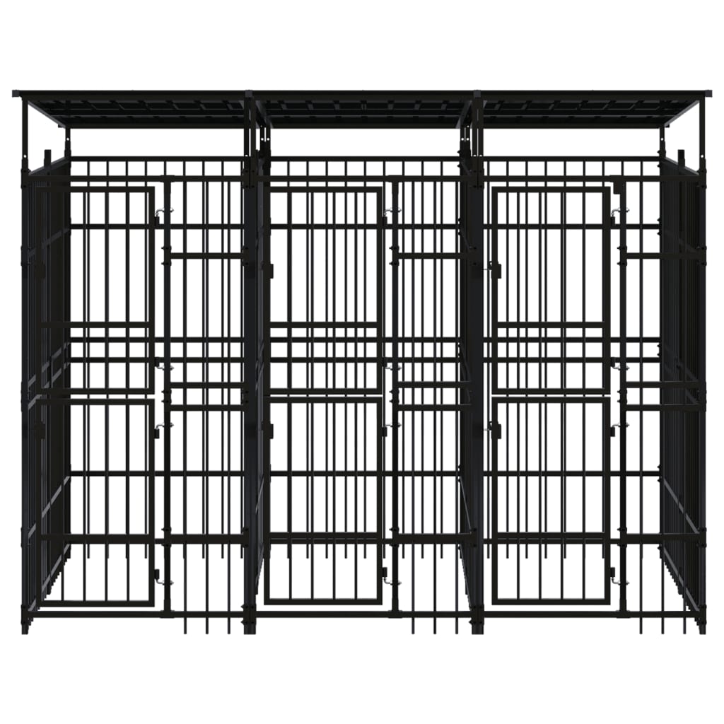 vidaXL Κλουβί Σκύλου Εξωτερικού Χώρου με Οροφή 5,53 μ² από Ατσάλι