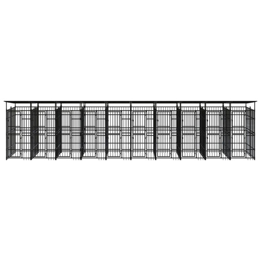 vidaXL Κλουβί Σκύλου Εξωτερικού Χώρου με Οροφή 18,43 μ² από Ατσάλι