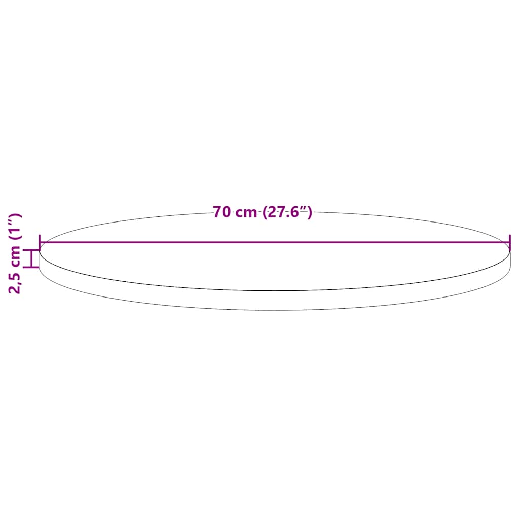 vidaXL Επιφάνεια Τραπεζιού Λευκή Ø70 x 2,5 εκ. από Μασίφ Ξύλο Πεύκου