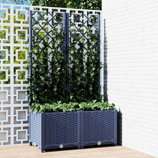 vidaXL Γλάστρα Κήπου με Πλέγμα Μπλε Γκρι 80x40x136 εκ. από Πολυπροπυλένιο