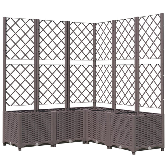 vidaXL Ζαρντινιέρα Κήπου με Καφασωτό Καφέ 120 x 120 x 136 εκ. από PP