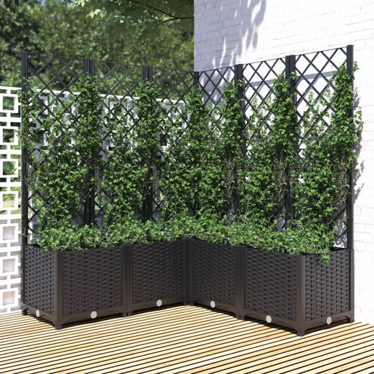 vidaXL Ζαρντινιέρα Κήπου με Καφασωτό Μαύρο 120 x 120 x 136 εκ. από PP