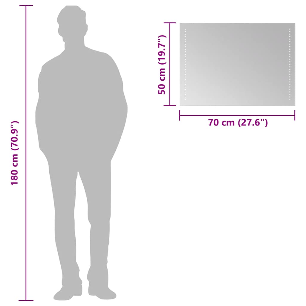 vidaXL Καθρέφτης Μπάνιου με LED 70x50 εκ.