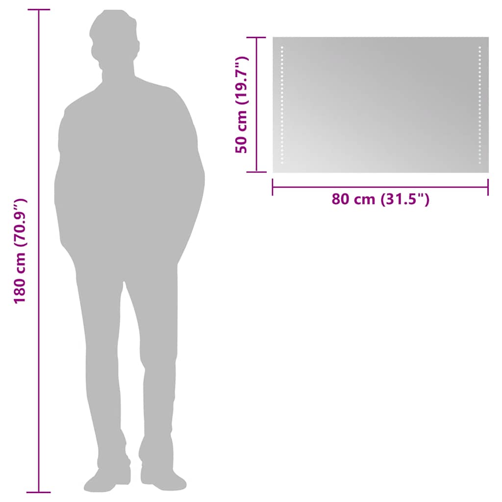 vidaXL Καθρέφτης Μπάνιου με LED 80x50 εκ.