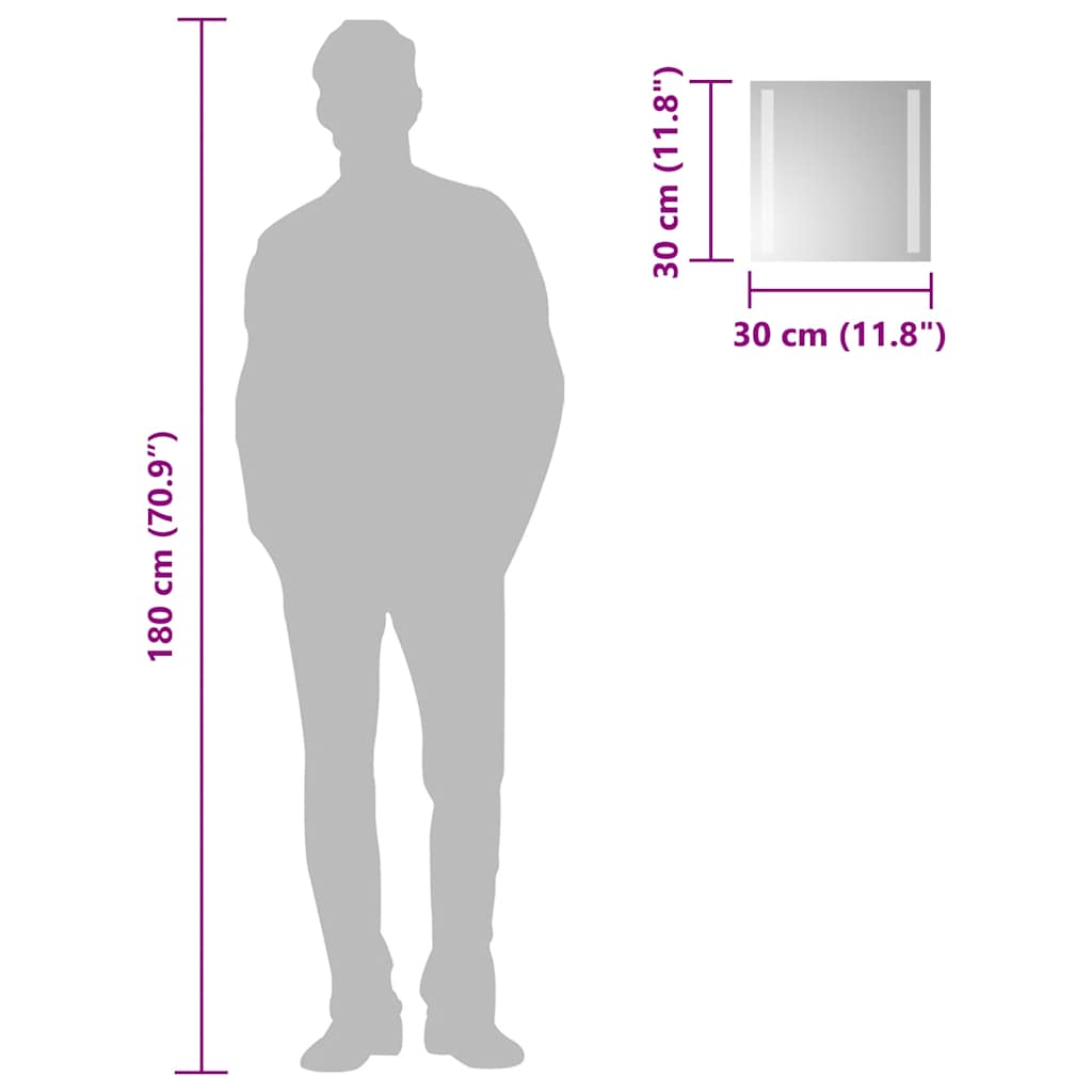 vidaXL Καθρέφτης Μπάνιου με LED 30x30 εκ.