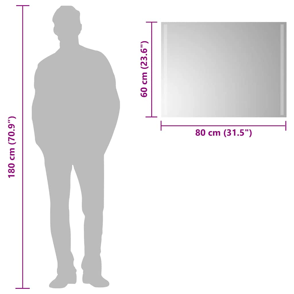 vidaXL Καθρέφτης Μπάνιου με LED 80x60 εκ.
