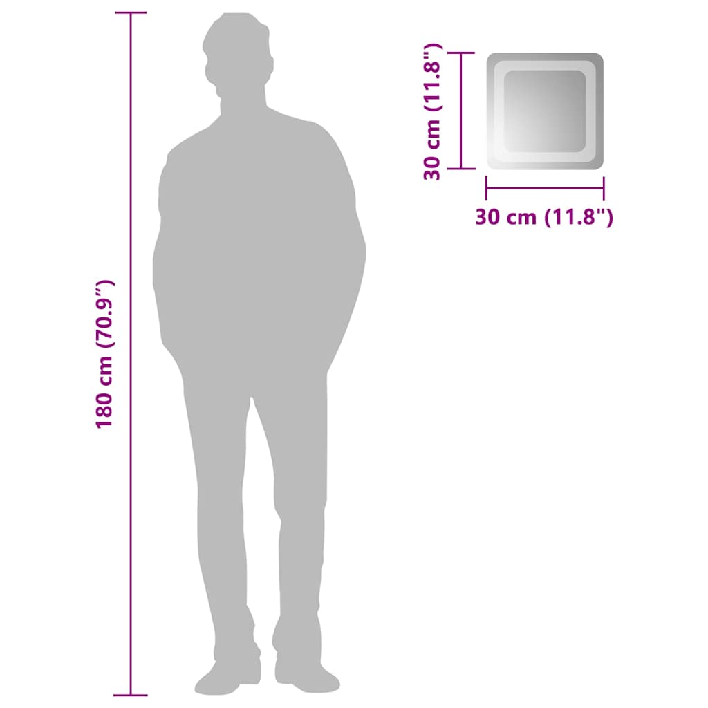 vidaXL Καθρέφτης Μπάνιου με LED 30x30 εκ.