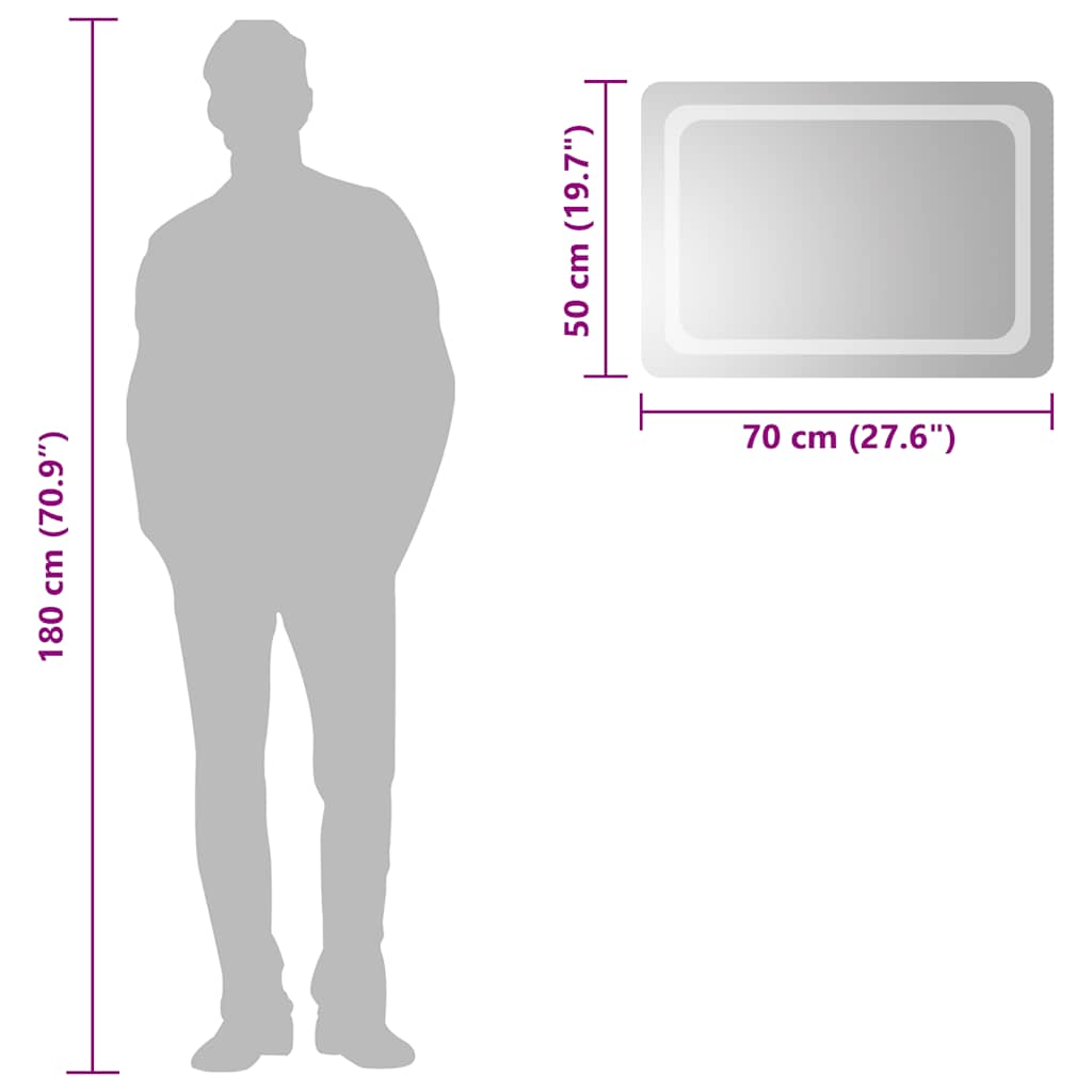 vidaXL Καθρέφτης Μπάνιου με LED 70x50 εκ.