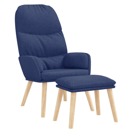 vidaXL Πολυθρόνα Relax Μπλε Υφασμάτινη με Σκαμπό