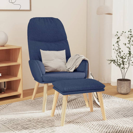 vidaXL Πολυθρόνα Relax Μπλε Υφασμάτινη με Σκαμπό