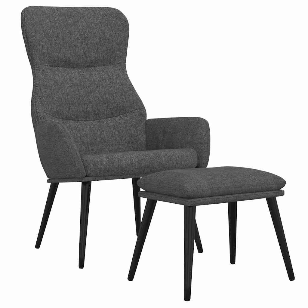 vidaXL Πολυθρόνα Relax Σκούρο Γκρι Υφασμάτινη με Σκαμπό