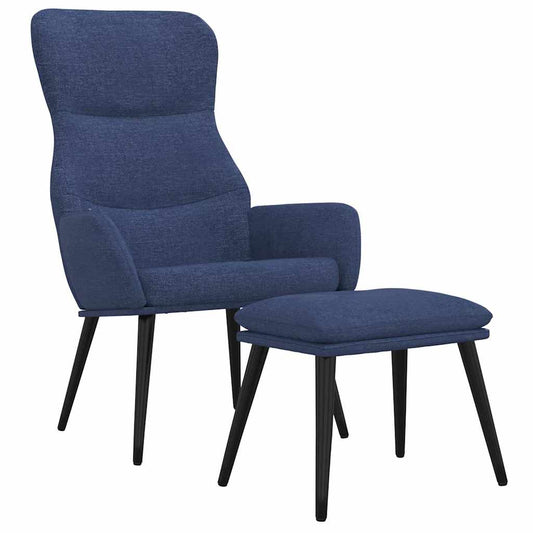 vidaXL Πολυθρόνα Relax Μπλε Υφασμάτινη με Σκαμπό