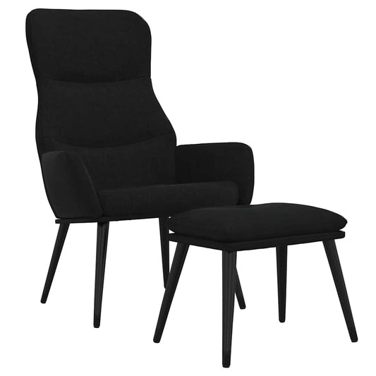 vidaXL Πολυθρόνα Relax Μαύρη Υφασμάτινη με Σκαμπό