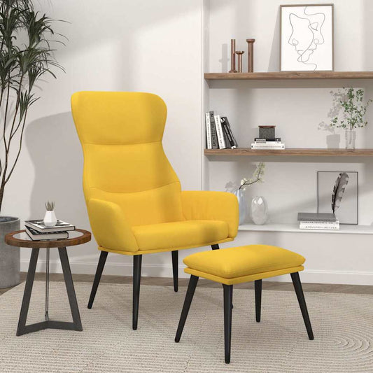 vidaXL Πολυθρόνα Relax Κίτρινη Μουσταρδί Υφασμάτινη με Σκαμπό