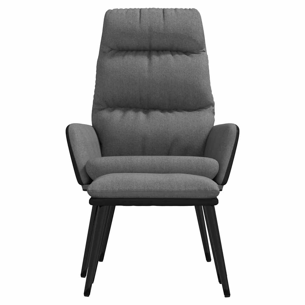vidaXL Πολυθρόνα Relax Ανοιχτό Γκρι Ύφασμα & Συνθετικό Δέρμα με Σκαμπό