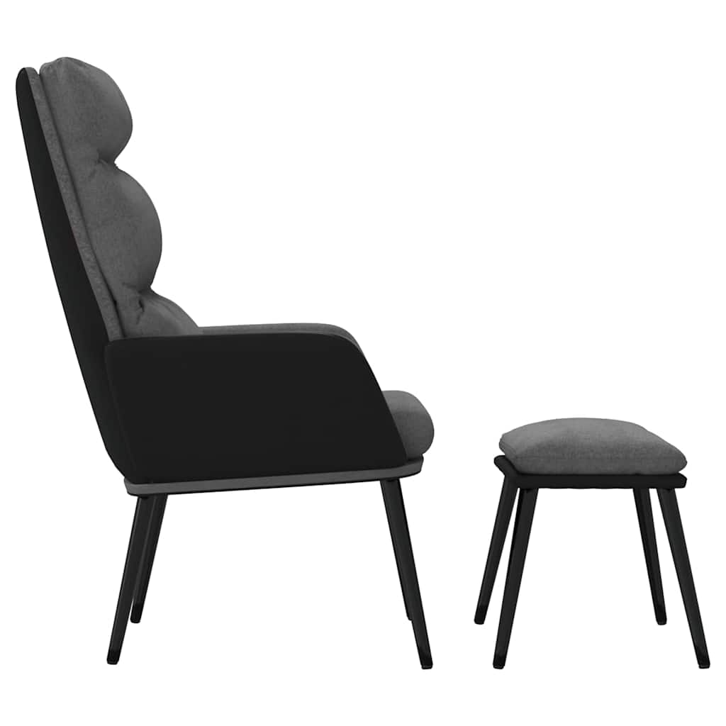 vidaXL Πολυθρόνα Relax Ανοιχτό Γκρι Ύφασμα & Συνθετικό Δέρμα με Σκαμπό
