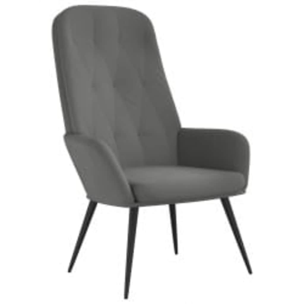 vidaXL Πολυθρόνα Relax με Υποπόδιο Σκούρο Γκρι Βελούδινη