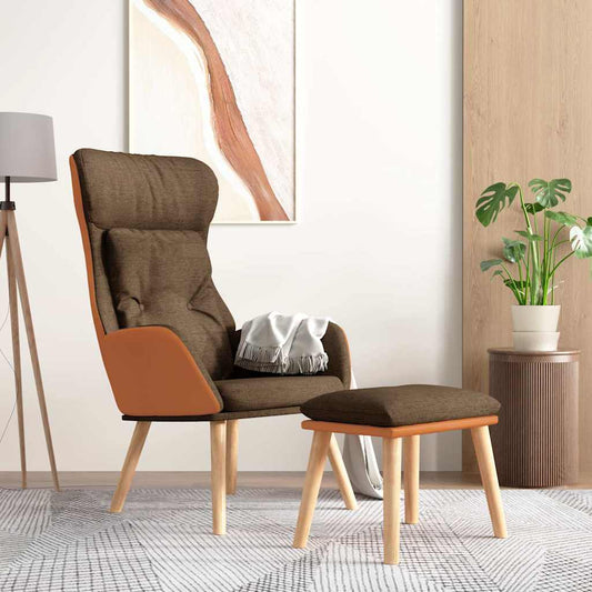 vidaXL Πολυθρόνα Relax Καφέ από Συνθετικό Δέρμα/'Υφασμα με Υποπόδιο