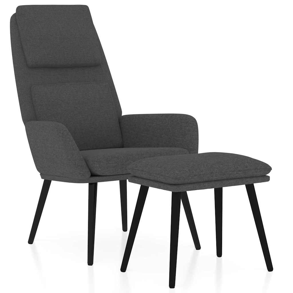 vidaXL Πολυθρόνα Relax Σκούρο Γκρι Υφασμάτινη με Σκαμπό