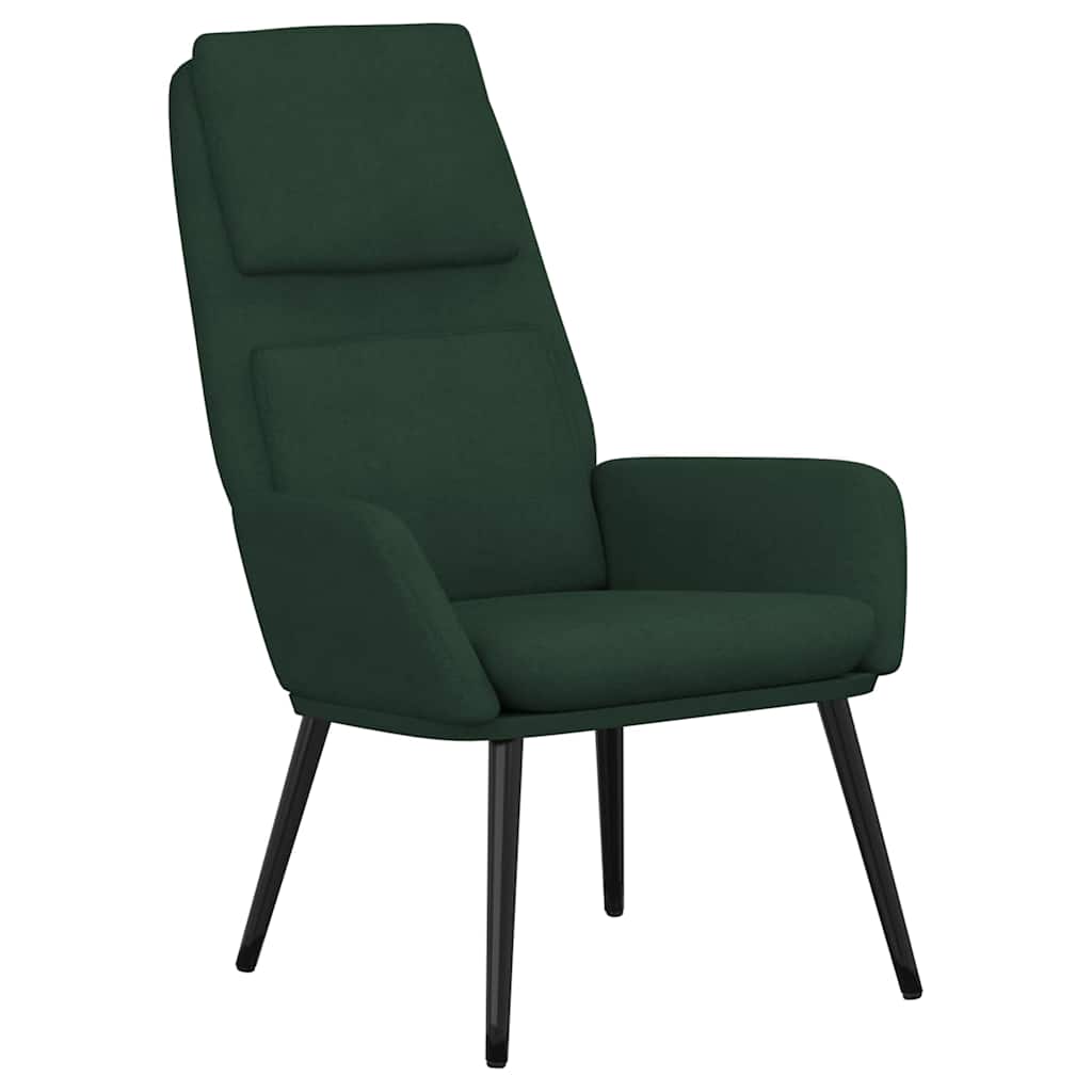 vidaXL Πολυθρόνα Relax Σκούρο Πράσινο Υφασμάτινη με Σκαμπό
