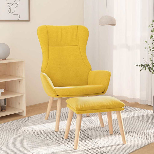 vidaXL Πολυθρόνα Relax Κίτρινη Μουσταρδί Υφασμάτινη με Υποπόδιο