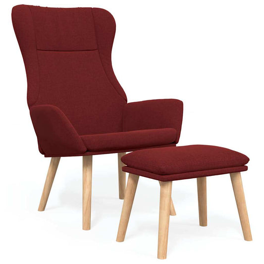 vidaXL Πολυθρόνα Relax Μπορντό Υφασμάτινη με Υποπόδιο