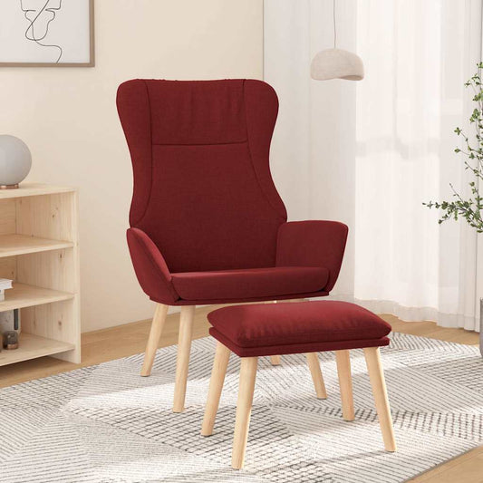vidaXL Πολυθρόνα Relax Μπορντό Υφασμάτινη με Υποπόδιο