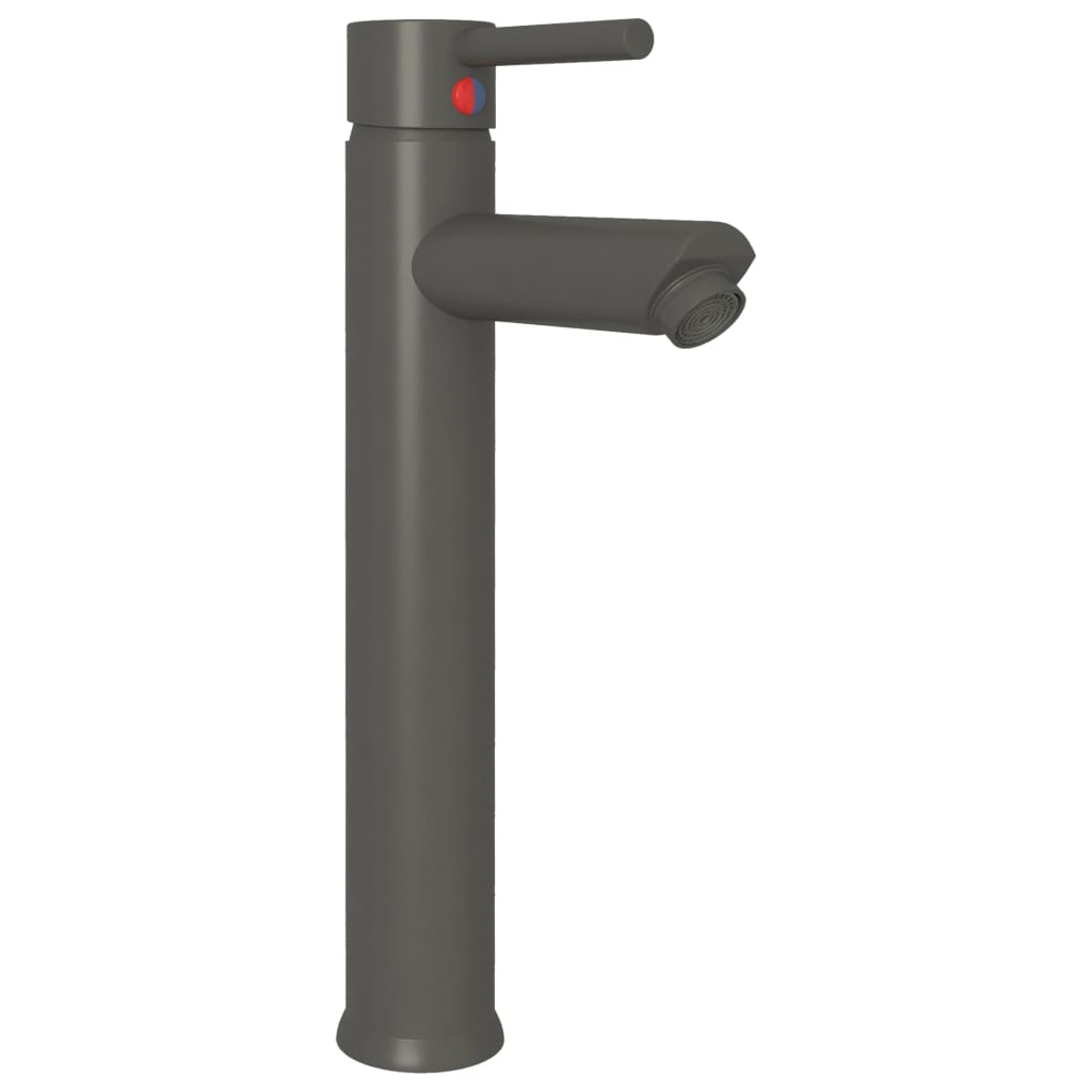 vidaXL Νιπτήρας Μπάνιου με Βρύση& Βαλβίδα Πατητή από Θωλό Ψημένο Γυαλί