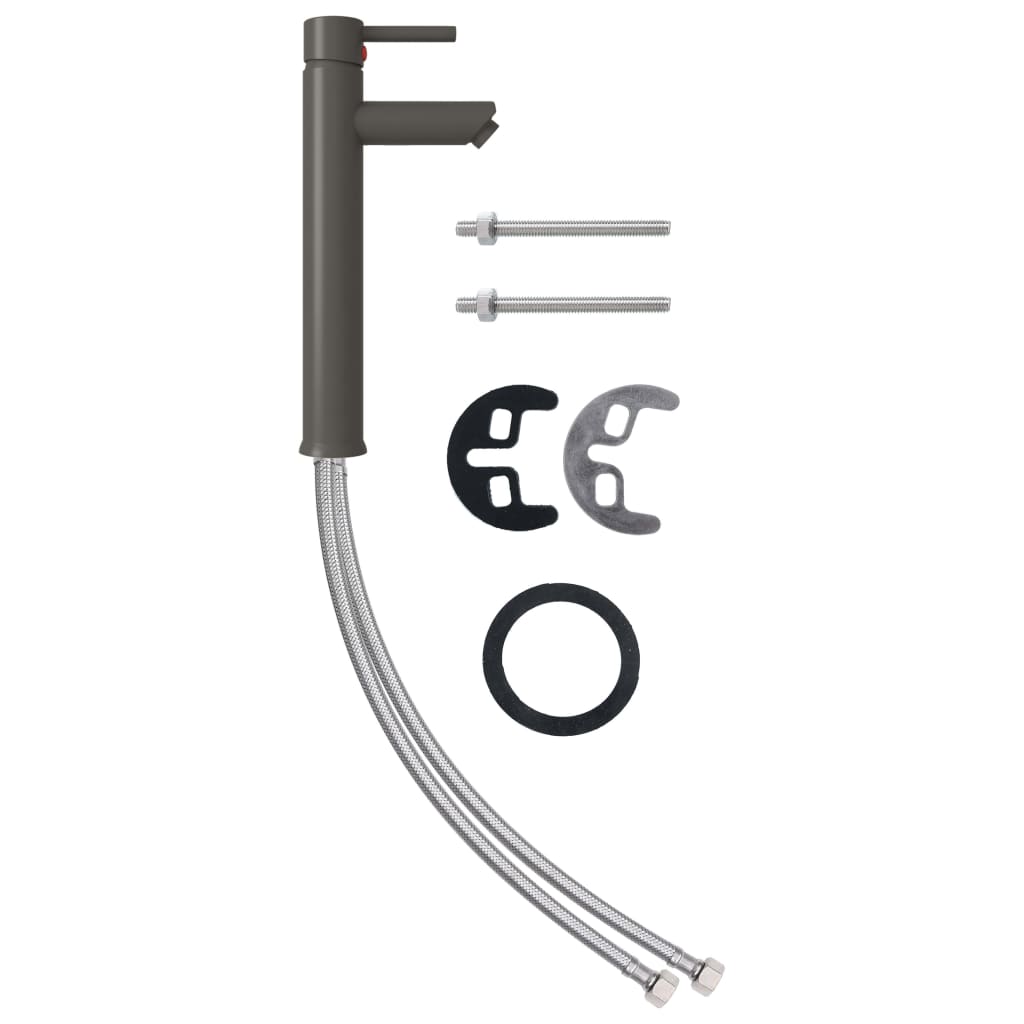 vidaXL Νιπτήρας Μπάνιου με Βρύση& Βαλβίδα Πατητή από Θωλό Ψημένο Γυαλί