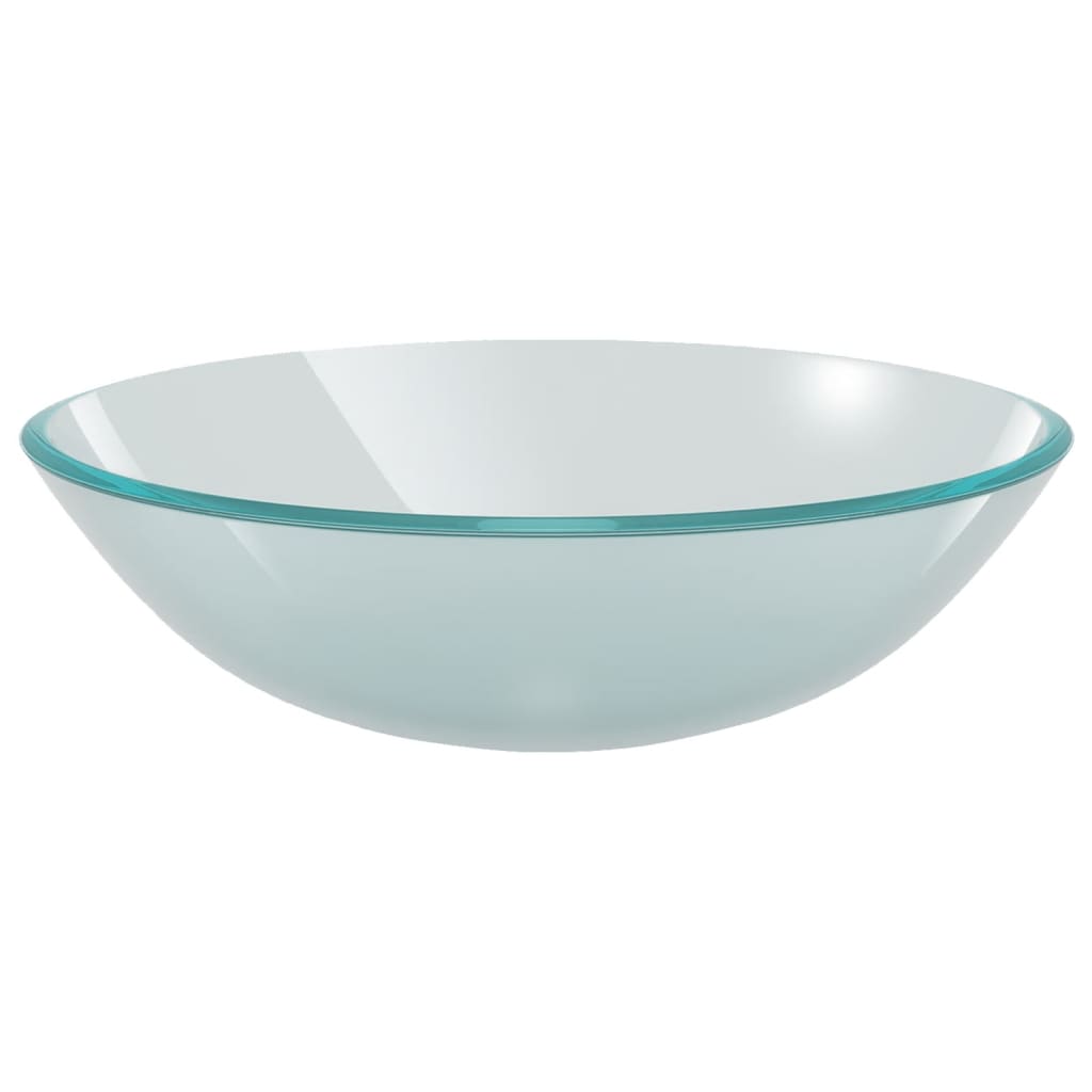 vidaXL Νιπτήρας Μπάνιου με Βρύση& Βαλβίδα Πατητή από Θωλό Ψημένο Γυαλί