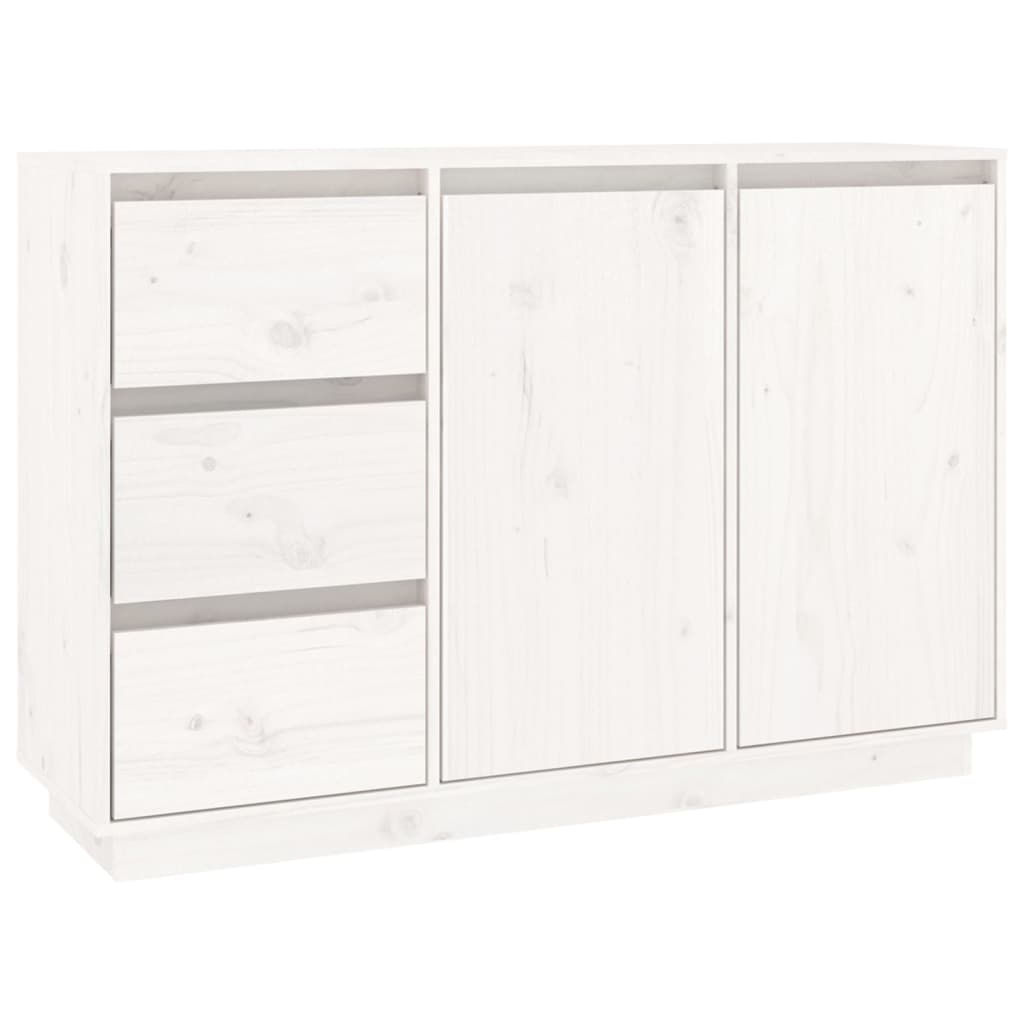 vidaXL Μπουφές με Συρτάρια Λευκός 111x34x75 εκ. από Μασίφ Ξύλο Πεύκου